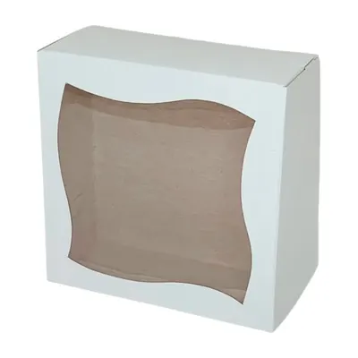 Caja blanca con ventana 13 × 13 × 5,5 cm – Plásticos La 29 Pereira
