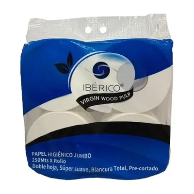 Papel higiénico jumbo Ibérico Jumbo 250 m doble hoja – Plásticos La 29 Pereira