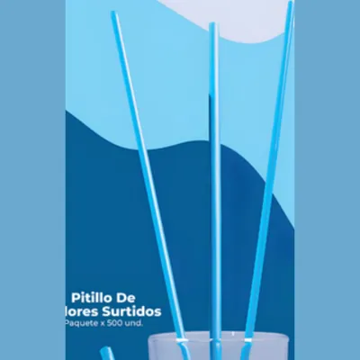 Pitillo delgado de colores Delgado – Plásticos La 29 Pereira